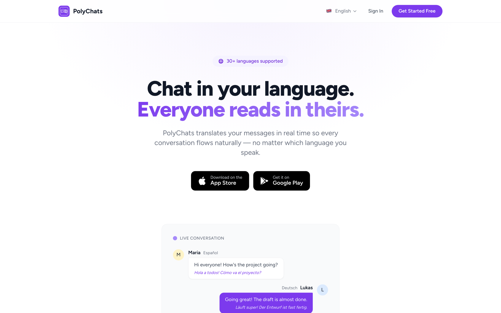 Polychats — Messaging mit Echtzeit-Übersetzung